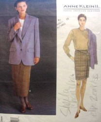 1436 Vogue ANNE KLEIN II  LONG JACKET, MOCK WRAP SKIRT LENGTHS PATTERN 6-8 OR 12 - 16 CHOICE